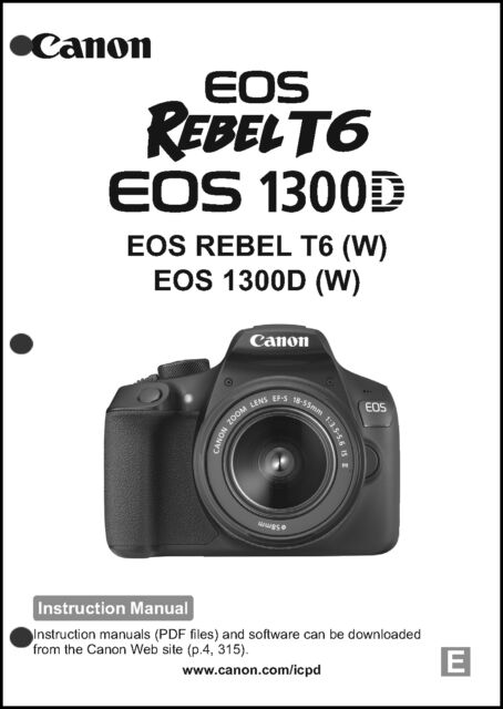 Canon eos rebel t6 digital slr camera manual